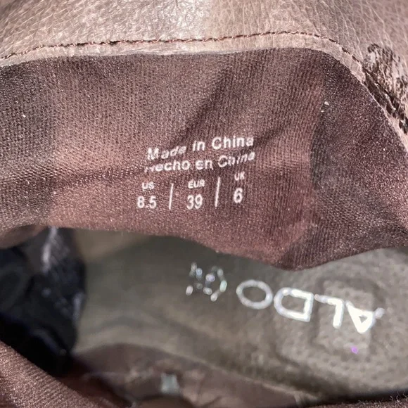 Aldo  tan ankle boots w/ side zippers & fold over burnished leather design👢👢 - Picture 10 of 11